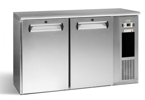 Gray Gamko E3/22MUCS84 Solid Double Door Stainless Steel Undercounter Bottle Cooler, 344 x 33 Centiliters Bottles - Contact Us For Availability