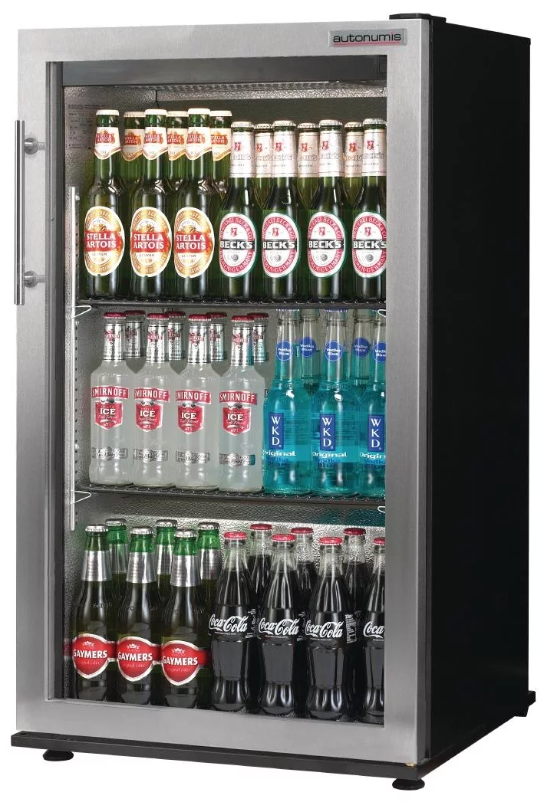 Dark Slate Gray Autonumis RNC00002 Popular Single Door Stainless Steel Bottle Cooler, 87 x 330ml Bottles / 144 x 330ml Cans - Contact Us For Availability