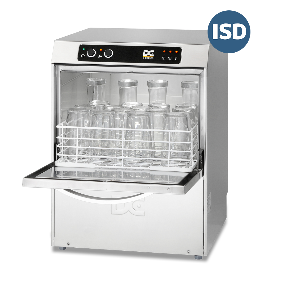 Light Gray DC SG40ISD Standard Range 400mm Basket Frontloading Commercial Glasswasher with Integral Water Softener and Drain Pump, 18 Pint Capacity - Contact Us For Availability