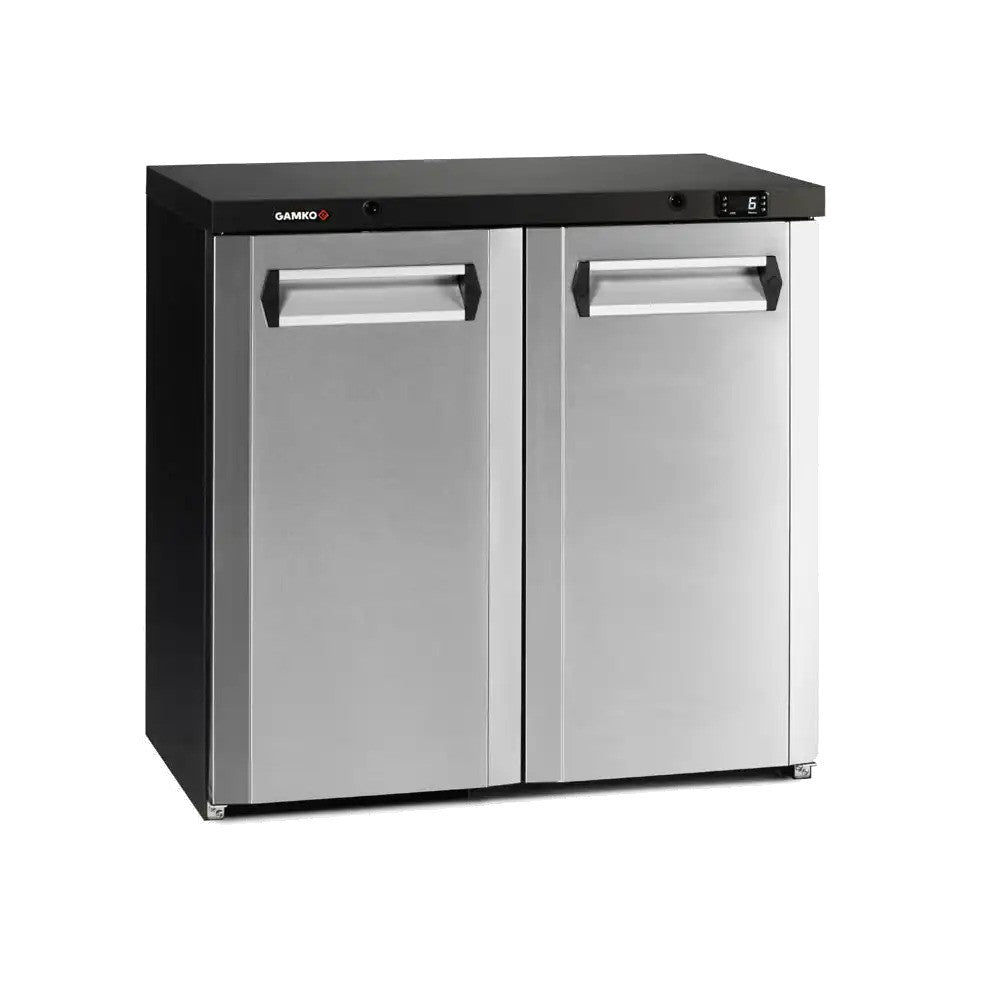 Gray Gamko LG3-250CS Maxiglass Low Height Stainless Steel Double Door Bottle Cooler, 204 Litres - Contact Us For Availability
