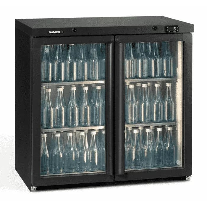 Dark Slate Gray Gamko LG3-250G Maxiglass Low Height Glass Double Door Bottle Cooler, 204 Litres - Contact Us For Availability