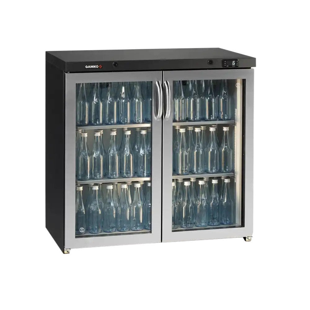 Dim Gray Gamko LG3-250GCS Maxiglass Low Height Stainless Steel Framed Glass Double Door Bottle Cooler, 204 Litres - Contact Us For Availability