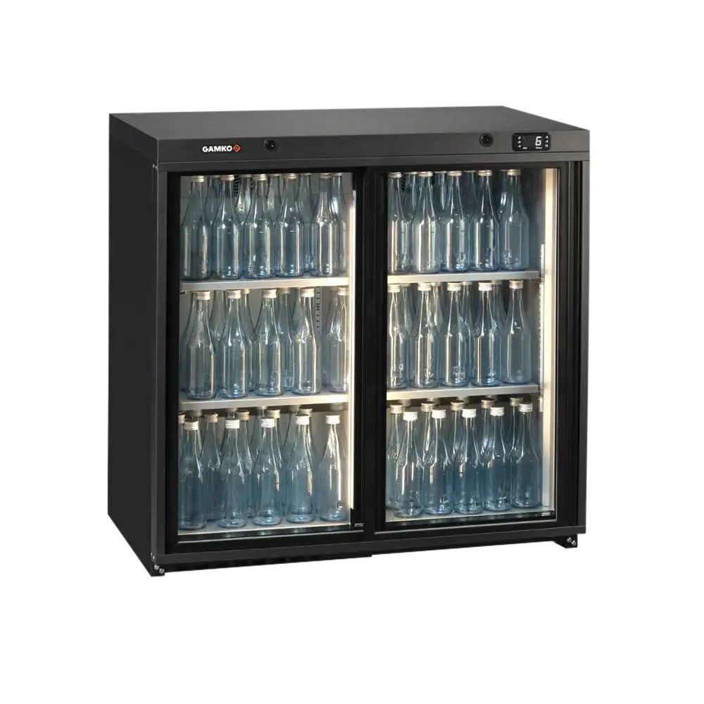 Dark Slate Gray Gamko LG3-250SD Maxiglass Low Height Sliding Glass Double Door Bottle Cooler, 204 Litres - Contact Us For Availability
