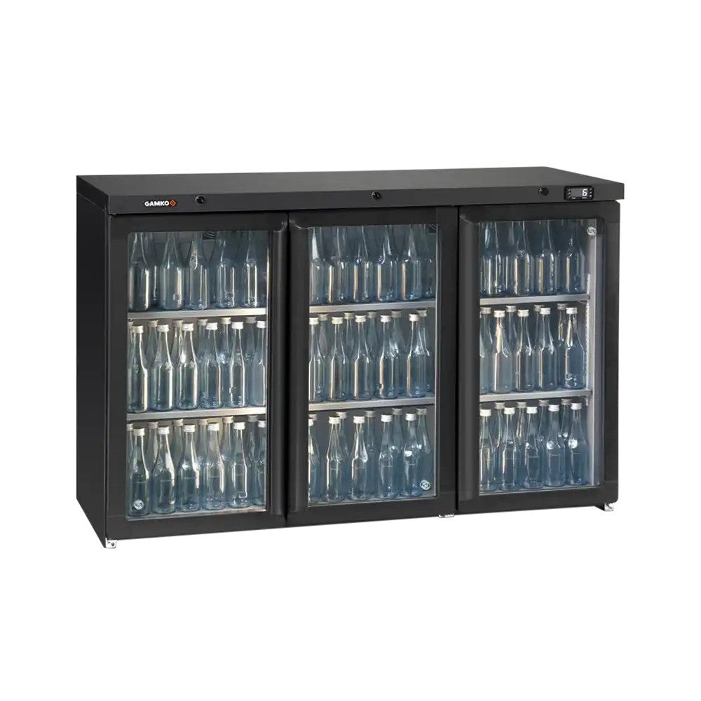 Dark Slate Gray Gamko LG3-250CS Maxiglass Low Height Glass Triple Door Bottle Cooler, 338 Litres - Contact Us For Availability