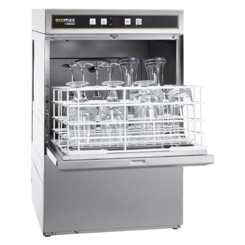 Light Slate Gray Hobart Ecomax G404-12C 390mm Basket Frontloading Commercial Glasswasher with Drain Pump, 16 Pint Capacity - Contact Us For Availability