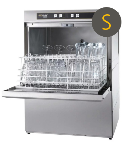Dark Gray Hobart Ecomax G504S-10C 500mm Basket Frontloading Commercial Glasswasher with Integral Water Softener & Drain Pump, 25 Pint Capacity - Contact Us For Availability