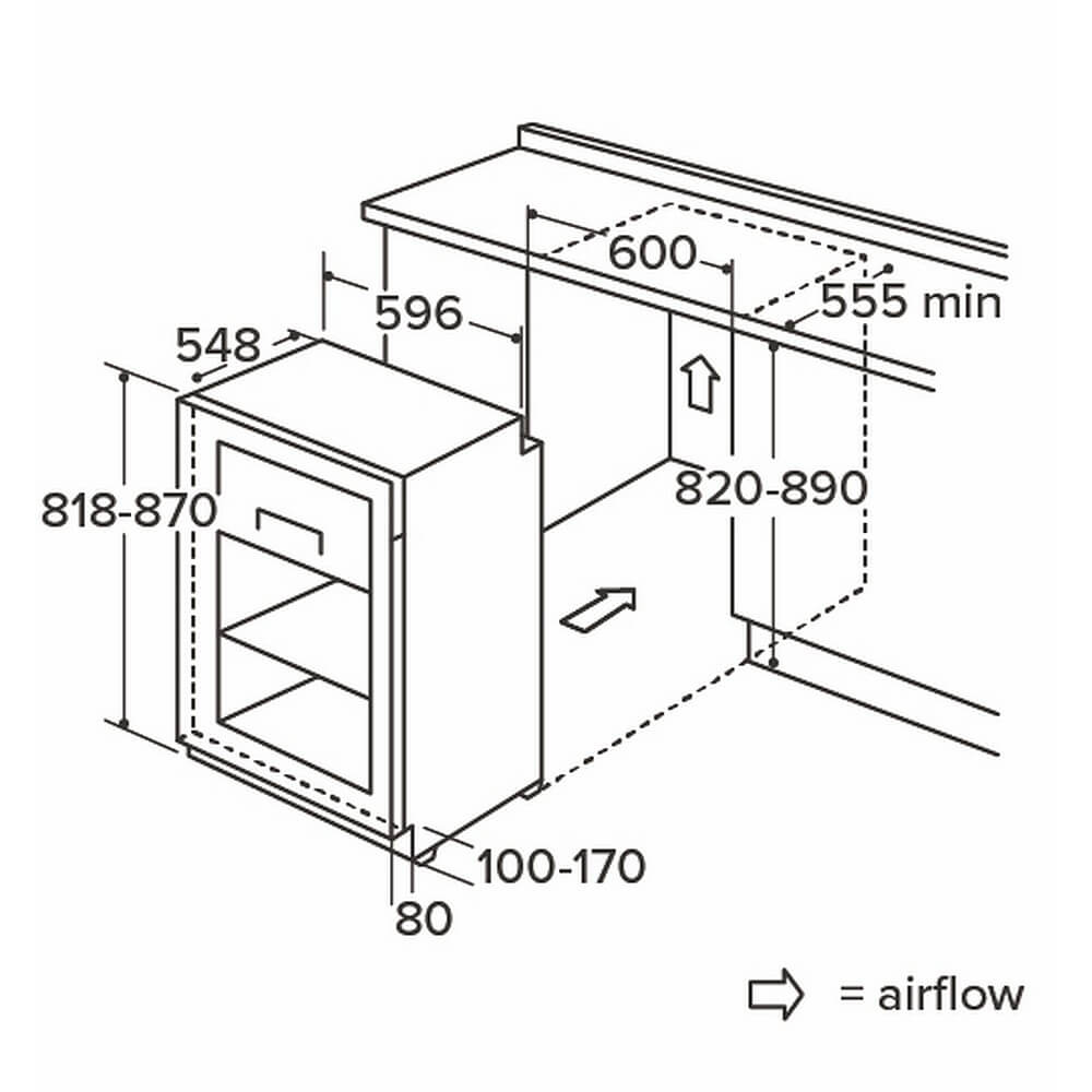Dark Slate Gray FW254 Integrated/under counter fridge with ice box