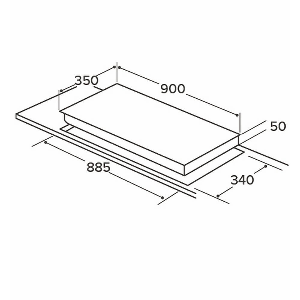 CDA 90cm Four Zone Linear Induction Hob - Black Glass - Core Appliances
