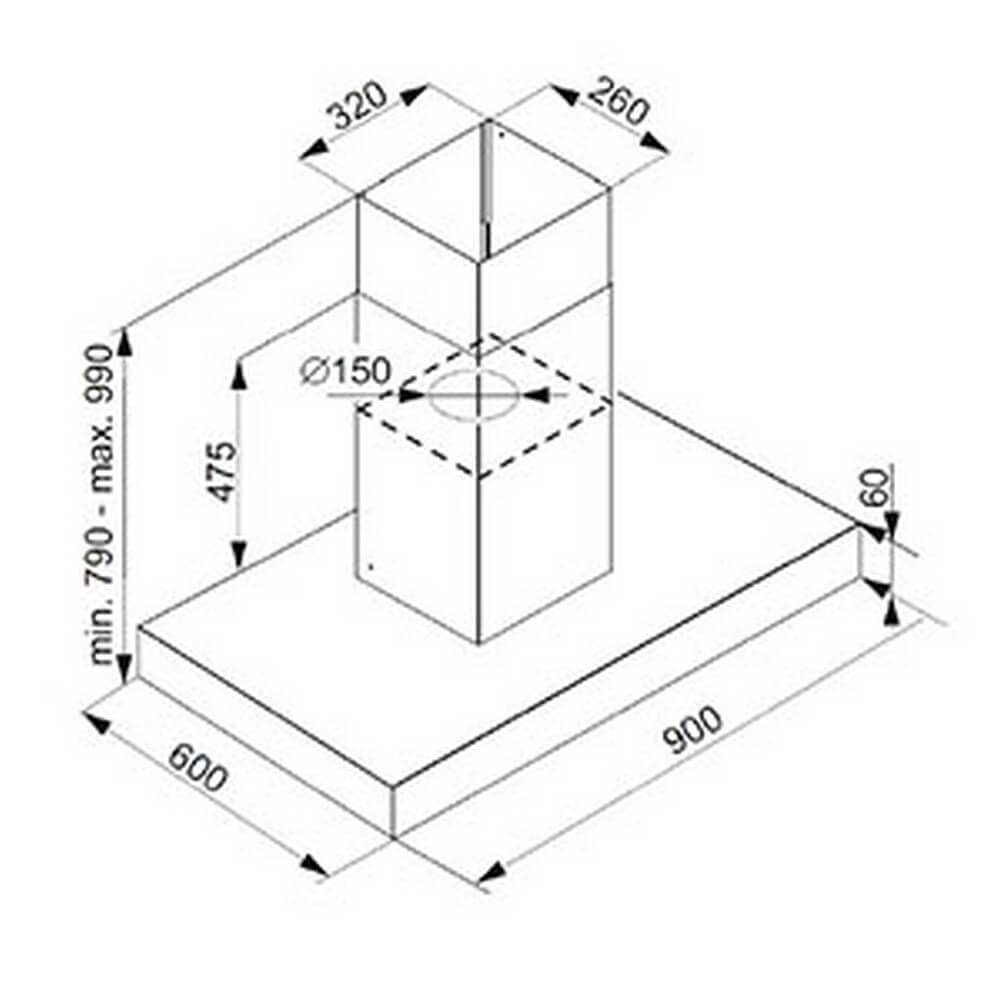 Lavender ENP90KMB Island Chimney Cooker Hood