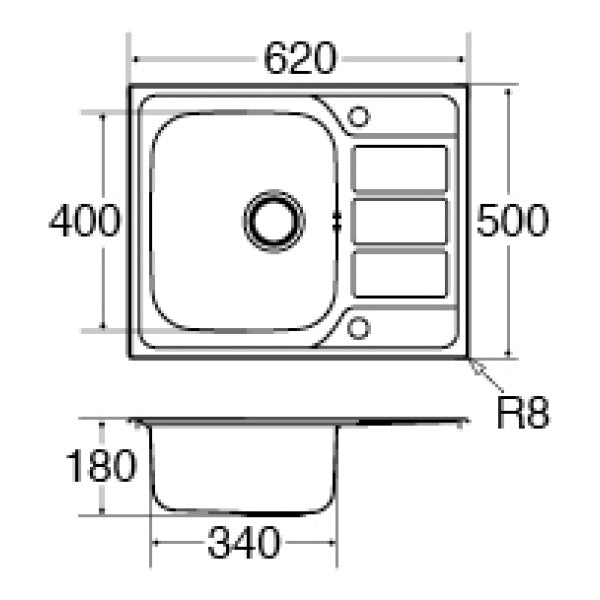 Gray KA55SS Stainless steel single bowl sink with mini drainer