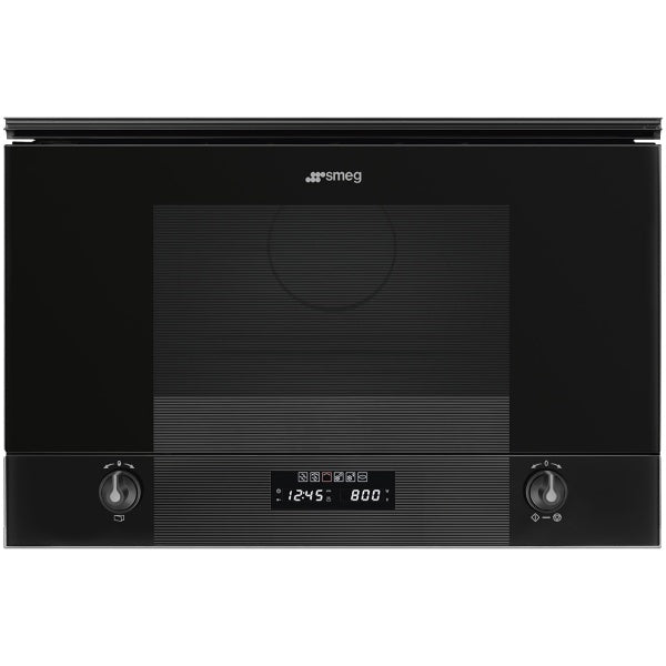Black SMEG Linea Microwave Oven, with Grill, 320 mm Depth