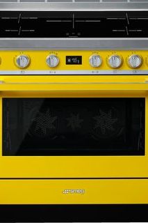 Goldenrod SMEG Portifino Range Cooker, Dual Fuel, Pyrolytic Multifunctional, Single Cavity, 900 mm