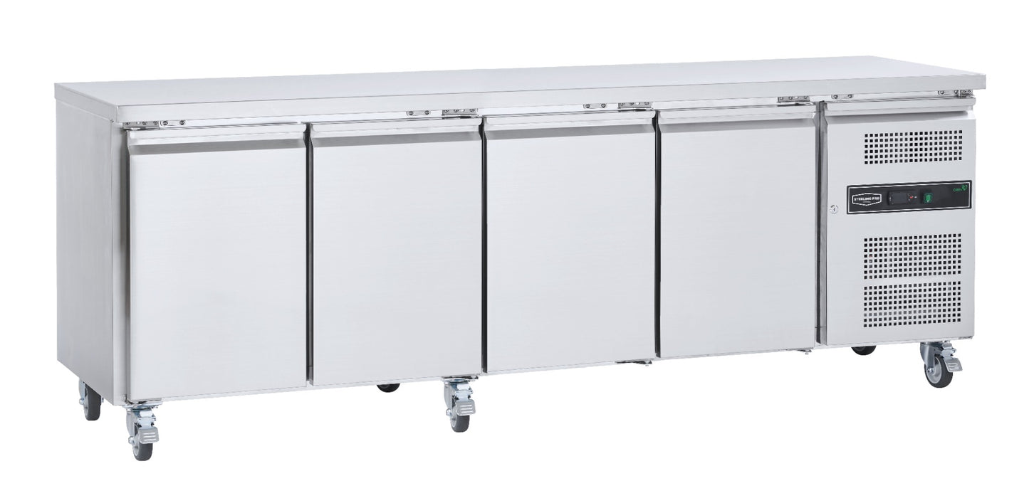 Light Gray Sterling Pro Cobus SPCR400P 4 Door Refrigerated Counter, 553 Litres - In Stock