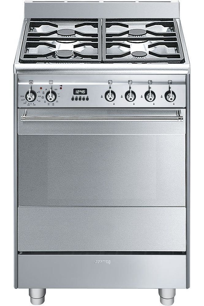 Gray SMEG Concert Cooker, Gas, with Multifunction Pyrolitic Oven, 600 mm