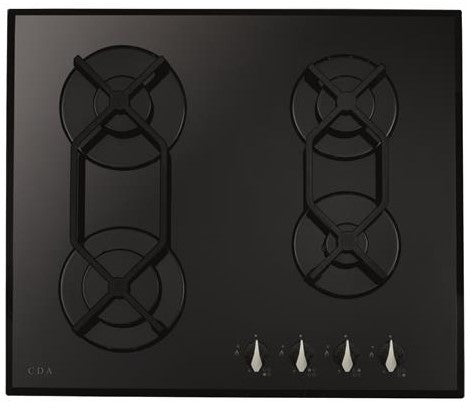 CDA Black Glass Kitchen Bundle — Oven & Gas on Glass Hob