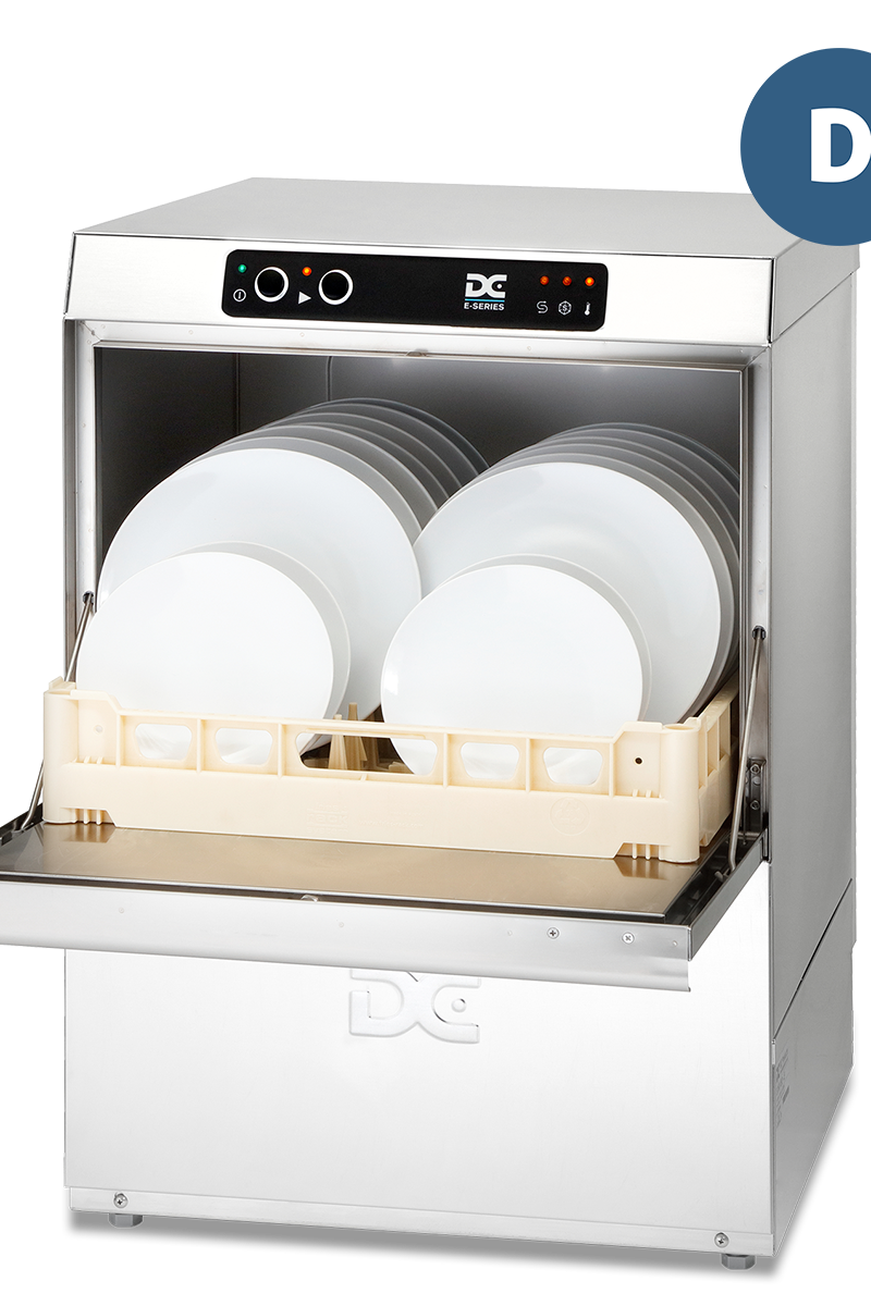 Light Gray DC ED50D Economy Range 500mm Basket Frontloading Commercial Dishwasher with Drain Pump, 18 Plates - Contact Us For Availability