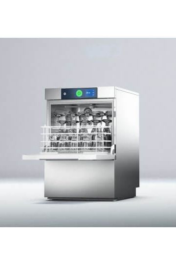Light Gray Hobart GCSW-20B 400mm Basket Frontloading Commercial Glasswasher with Chemical Pump, Integral Water Softener & Drain Pump - 16 Pint Capacity - Contact Us For Availability