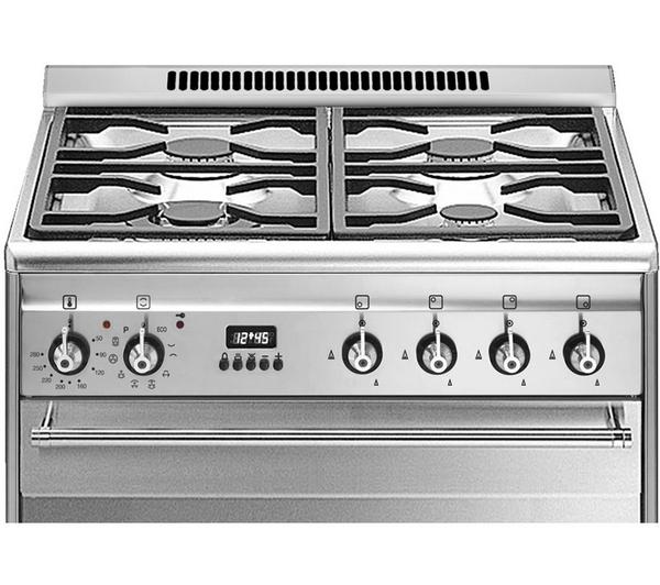 Smeg Concert 60cm Gas Range Cooker with Pyrolytic Oven - Stainless Steel - Core Appliances