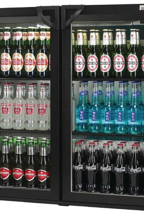 Dark Slate Gray Autonumis RPC00001 Popular Double Door Black Bottle Cooler, 174 x 330ml Bottles / 144 x 330ml Cans - Contact Us For Availability