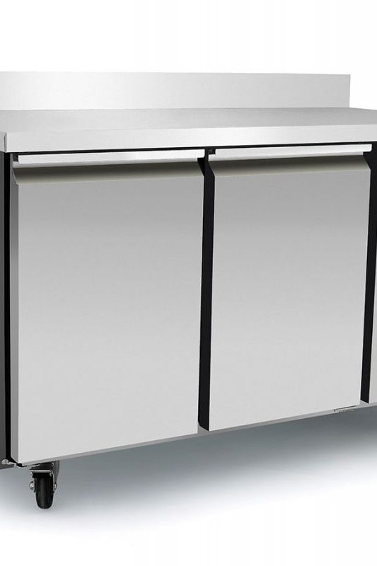 Light Gray Atosa EPF3462HDSB 2 Door Preparation Counter Freezer with Splash Back, 280 Litres - Contact Us For Availability