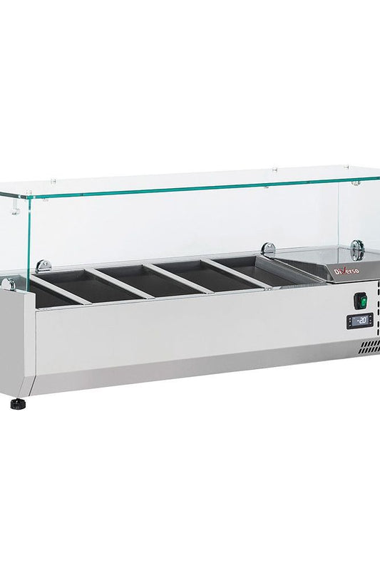 Light Gray Diverso WR-SX12-V1 Refrigerated structure 5x GN 1/4 - 150 mm, with sneezeguard - Contact Us For Availability