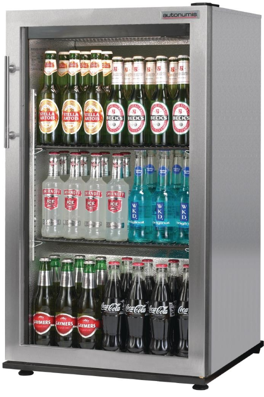 Light Slate Gray Autonumis RNC00008 Popular Single Door Stainless Steel Bottle Cooler, 87 x 330ml Bottles / 144 x 330ml Cans - Contact Us For Availability