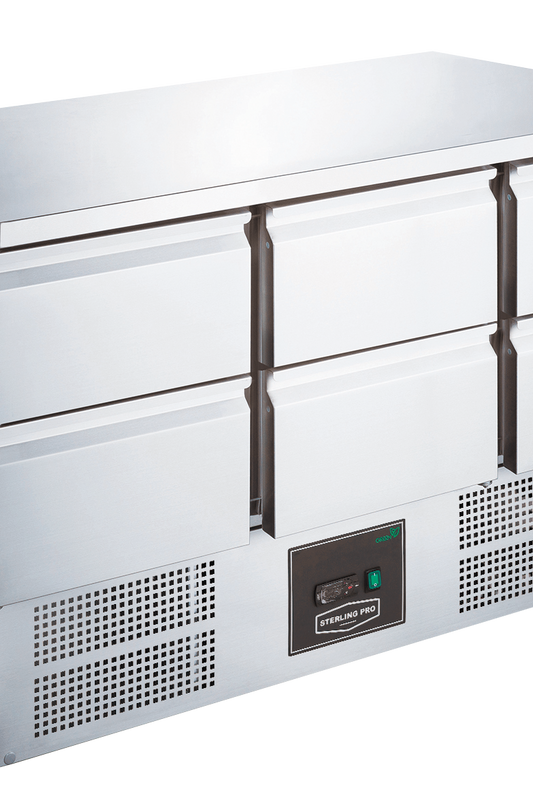 Light Gray Sterling Pro Cobus SPU303-6D 6 Drawer Undermounted Counter, 368 Litres - In Stock
