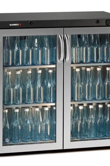 Dark Slate Gray Gamko MG3/250GCS Maxiglass Hinged Stainless Steel Frame Glass Double Door Undercounter Bottle Cooler, 250 Litres - Contact Us For Availability
