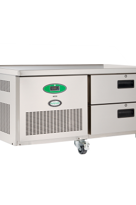 Light Gray Foster LL2/1HDRW/14-115 2 Drawer Low Level Reduced Width Stainless Steel Refrigerated Counter, 140 Litres - Contact Us For Availability