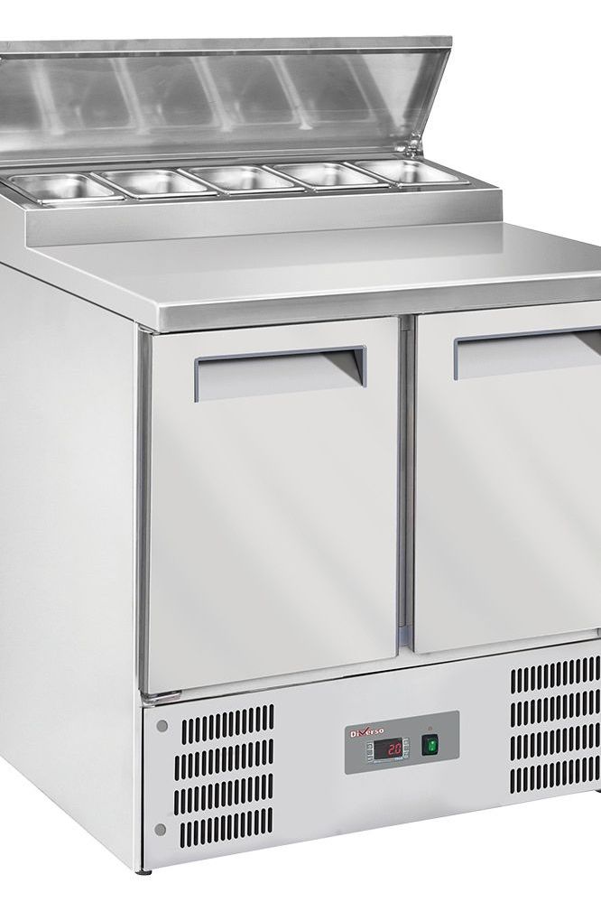 Light Gray Diverso WR-SAS2-P2 Refrigerated table, 2 doors GN 1/1, + refrigerated structure 5x GN1/6-150 mm - Contact Us For Availability
