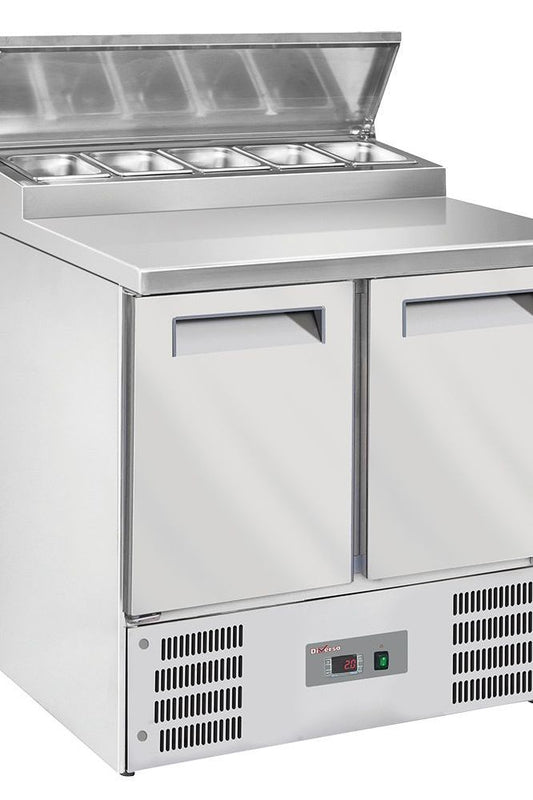 Light Gray Diverso WR-SAS2-P2 Refrigerated table, 2 doors GN 1/1, + refrigerated structure 5x GN1/6-150 mm - Contact Us For Availability