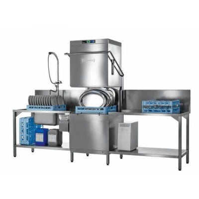 Hobart AUPLSW-10B 500mm Basket Hood / Passthrough Dishwasher with Integral Water Softener & Drain Pump, 18 Plates - Contact Us For Availability