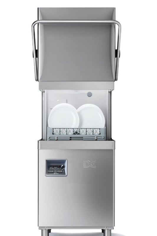 Dark Gray DC PD1350ACPISD Premium Range 500mm Basket Passthrough Commercial Dishwasher with Break Tank, Chemical Pumps, Integral Water Softener & Drain Pump - 18 Plates - Contact Us For Availability