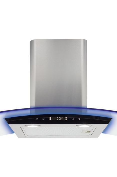 Gray EKP60SS Curved glass extractor with edge lighting