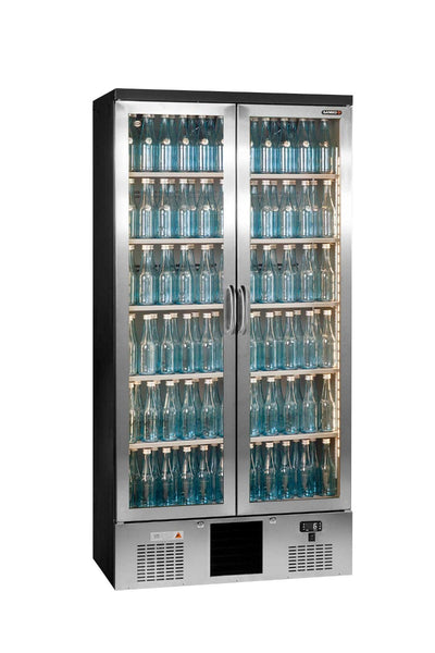 Gamko Maxiglass MG3/500GCS Maxiglass Hinged Stainless Steel Frame Glass Double Door Upright Bottle Cooler, 500 Litres - Contact Us For Availability