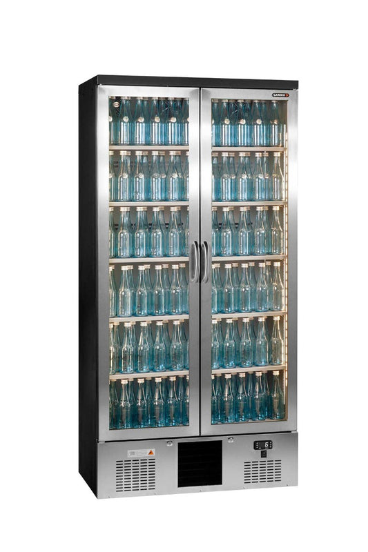 Dark Slate Gray Gamko Maxiglass MG3/500GCS Maxiglass Hinged Stainless Steel Frame Glass Double Door Upright Bottle Cooler, 500 Litres - Contact Us For Availability
