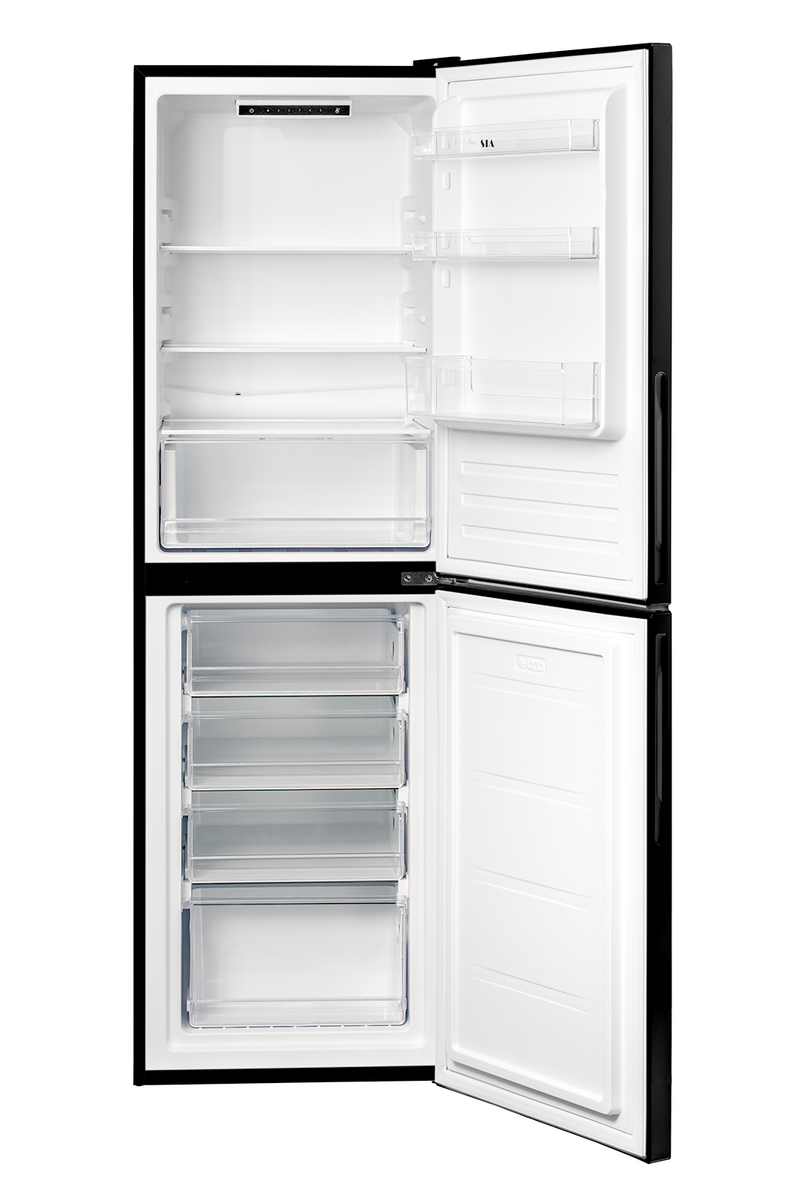 Lavender SIA 50/50 Split Black Freestanding 252L Combi Fridge Freezer