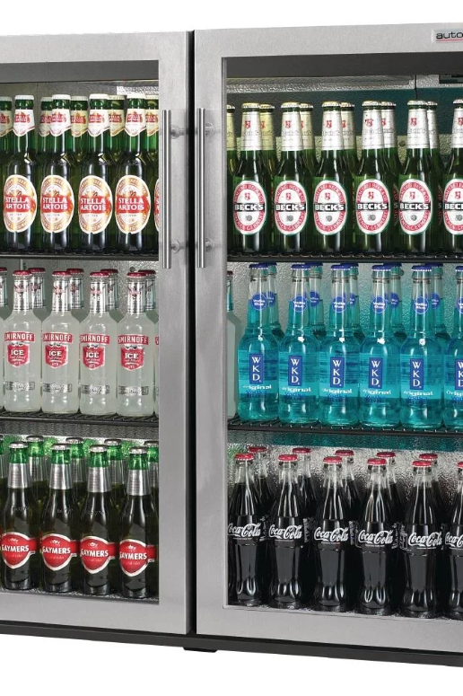 Dark Gray Autonumis RPC00012 Popular A215182 Double Door Stainless Steel Bottle Cooler, 174 x 330ml Bottles / 288 x 330ml Cans - Contact Us For Availability