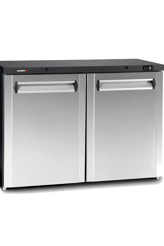Gray Gamko Maxiglass MG3/275CS Hinged Solid Stainless Steel Triple Door Undercounter Bottle Cooler, 328 Litres - In Stock