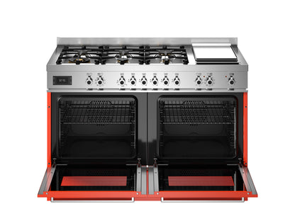Bertazzoni PRO126G2EART2 Professional Series 120cm Dual Fuel Range Cooker — Gloss Orange - Core Appliances