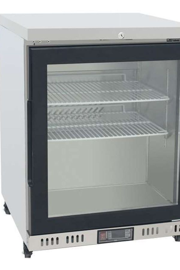 Dark Gray Atosa MBC24G Glass Single Door Undercounter Fridge, 145 Litres - Contact Us For Availability