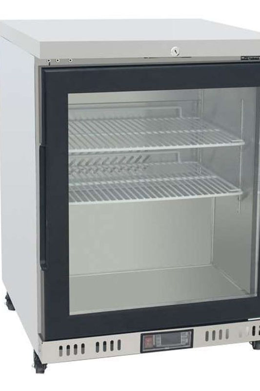 Dark Gray Atosa MBC24G Glass Single Door Undercounter Fridge, 145 Litres - Contact Us For Availability
