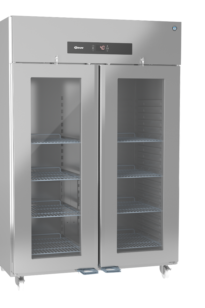 Dark Gray Hoshizaki Premier KG 140 C U Glass Double Door Stainless Steel Upright Display Refrigerator, 1400 Litres - Contact Us For Availability