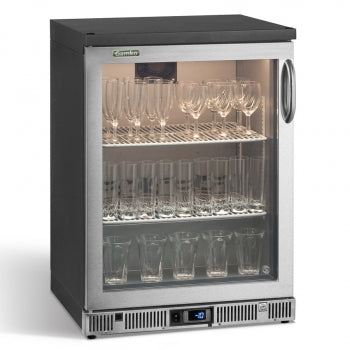 Gamko GF/100LGCS Left Hand Hinged Glass Single Door Stainless Steel Bottle Cooler, 50 Pint Glasses - Contact Us For Availability