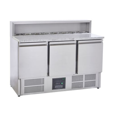 Sterling Pro Cobus SPU903PZ 3 Door Pizza Counter Granite Top 8 x GN1/6, 402 Litres -