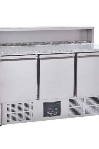 Gray Sterling Pro Cobus SPU903PZ 3 Door Pizza Counter Granite Top 8 x GN1/6, 402 Litres -