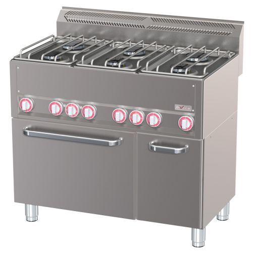 Light Slate Gray Diverso WR-G6CF-21 Range 6 burners with convection oven GN1/1 and neutral cabinet - Contact Us For Availability