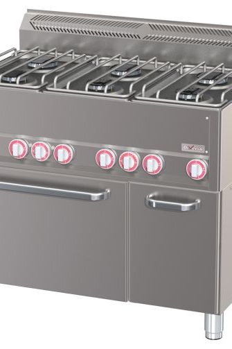 Light Slate Gray Diverso WR-G6CF-21 Range 6 burners with convection oven GN1/1 and neutral cabinet - Contact Us For Availability