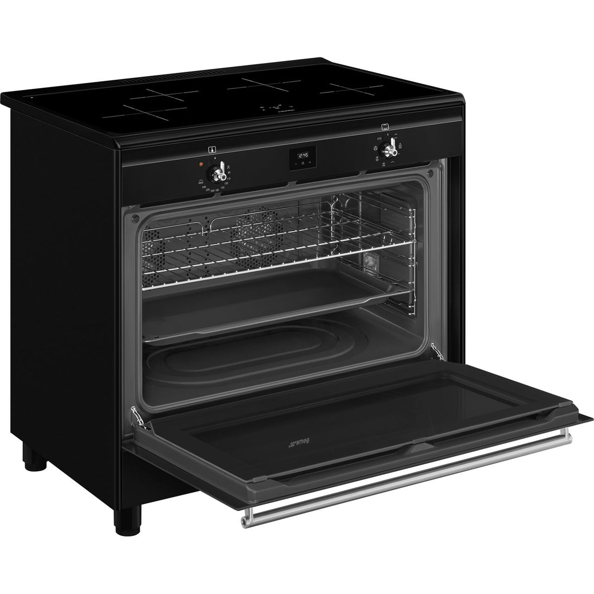 Smeg Portofino 90cm Induction Range Cooker - Matt Black - Core Appliances