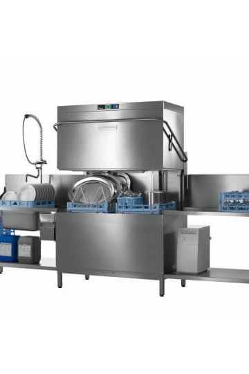 Dim Gray Hobart AUPTW-10B 500mm Basket Hood / Passthrough Dishwasher with Drain Pump, 18 Plates - Contact Us For Availability